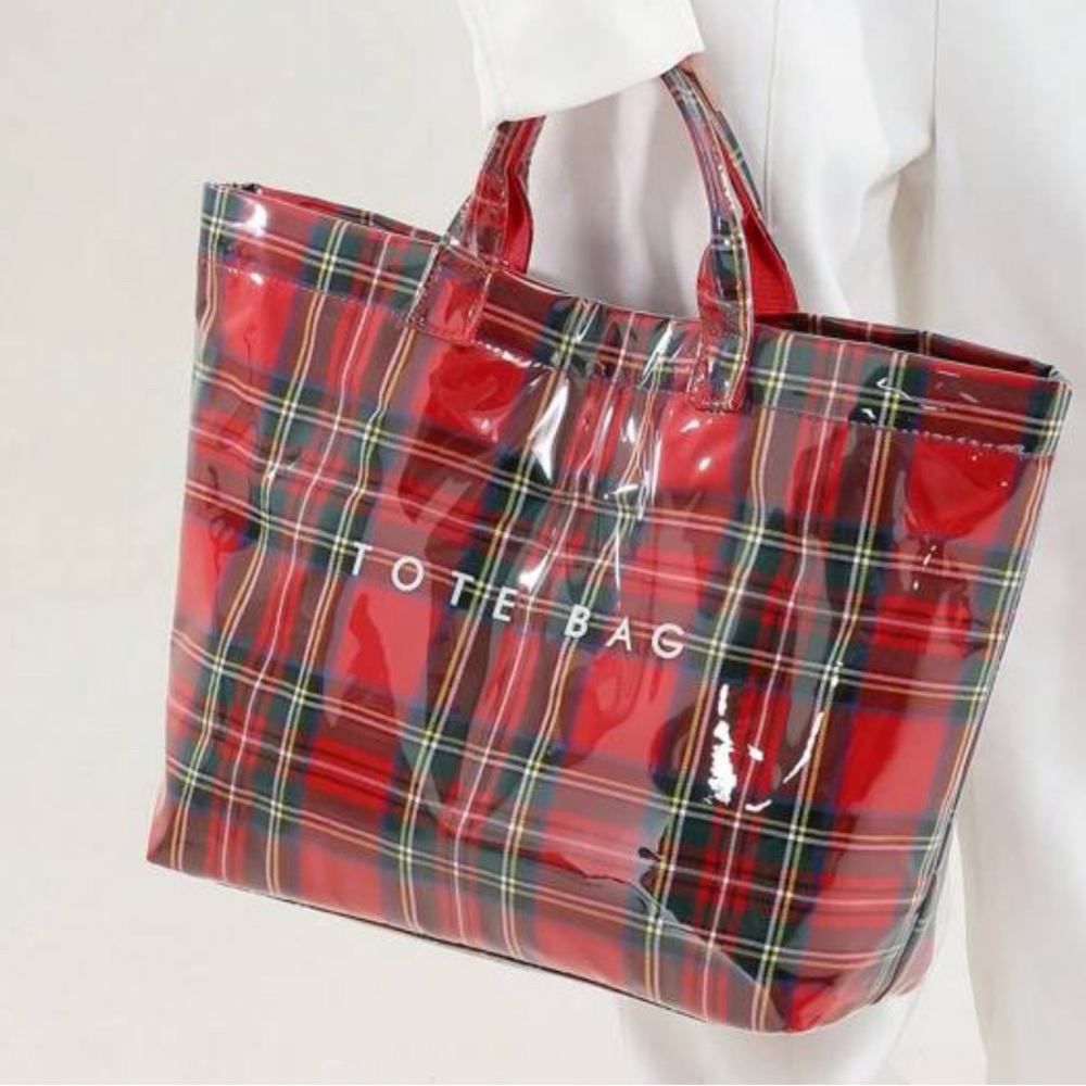 Tarten Plaid Tote Bag fabric purse handbag clear large shopping travel Scottish